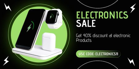 Promo of Electronics Sale with Offer of Discount Twitter Design Template
