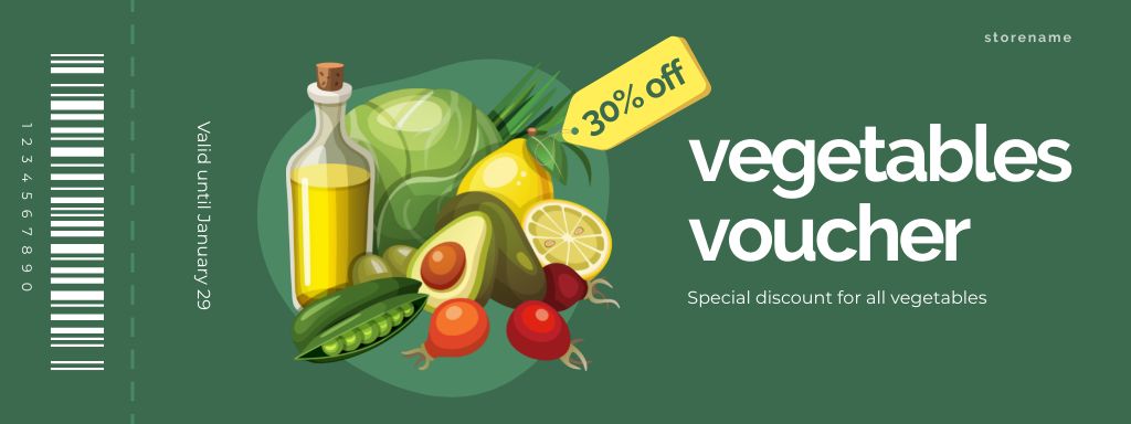 Grocery Store Promotion for Vegetables Coupon Πρότυπο σχεδίασης