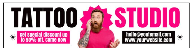 Tattoo Studio Promo in Pink Color Twitter – шаблон для дизайна