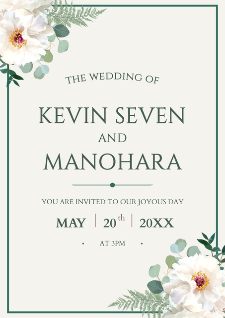 Wedding Celebration Announcement with Flowers Illustration Poster Πρότυπο σχεδίασης