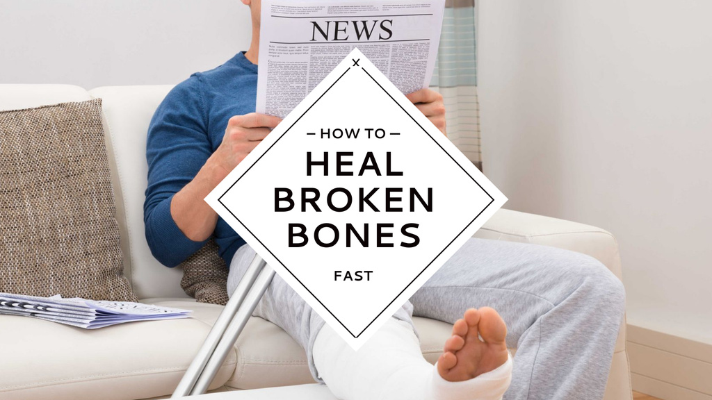 Designvorlage Man with Broken Leg reading Newspaper für Title 1680x945px