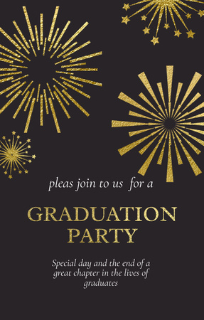 Graduation Party Announcement With Illustration of Fireworks Invitation 4.6x7.2in Πρότυπο σχεδίασης