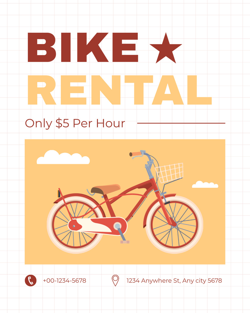 Rental Bikes with Hourly Rate Instagram Post Vertical – шаблон для дизайну