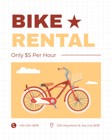 Ontwerpsjabloon van Instagram Post Vertical van Rental Bikes with Hourly Rate