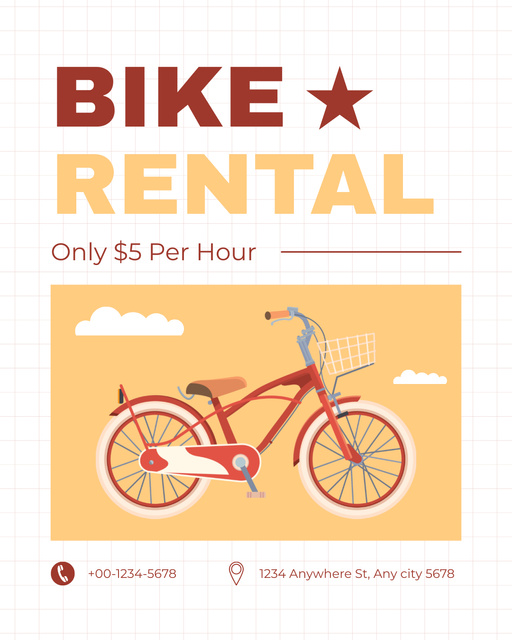 Rental Bikes with Hourly Rate Instagram Post Vertical – шаблон для дизайну