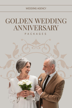 Wedding Anniversary of Elderly Couple Pinterest Design Template