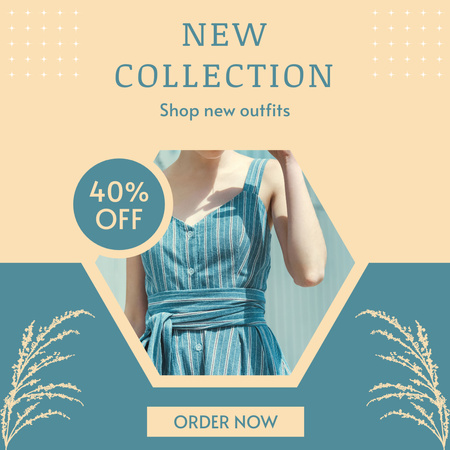 Plantilla de diseño de Precioso anuncio de colección de vestidos nuevos con descuentos Instagram 