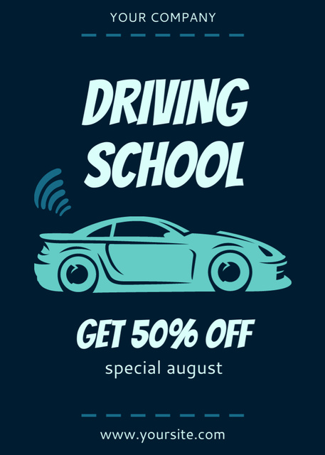 Modèle de visuel Top-Rated Driving School Offer With Discounts In August - Flayer