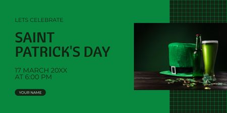 St. Patrick's Day Party Announcement on Green Twitter Design Template