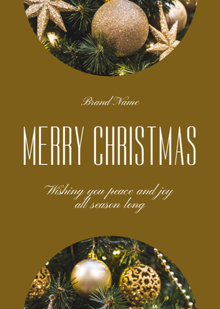 Christmas Holiday Greeting with Decorated Tree Postcard 5x7in Vertical Design Template