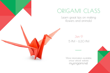 Ontwerpsjabloon van Gift Certificate van Origami klasse uitnodiging