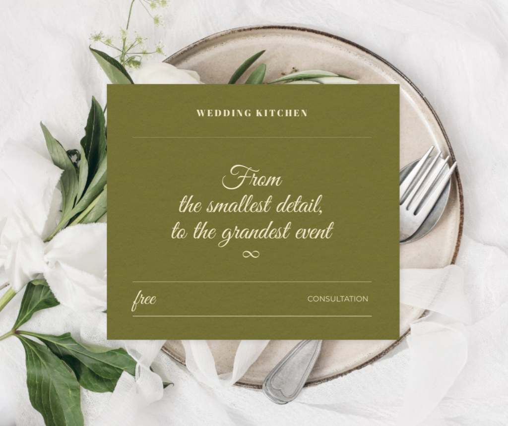Ontwerpsjabloon van Facebook van Wedding Kitchen Services Offer with Festive Serving