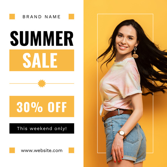 Template di design Summer Sale Ad on Yellow Instagram