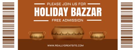 Holiday Bazaar With Pottery Announcement Ticket Design Template