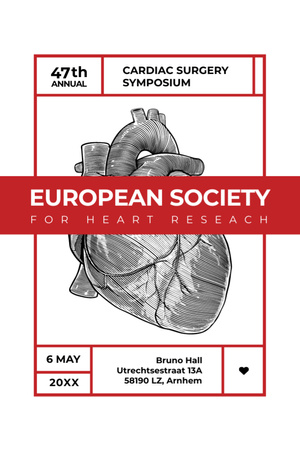 Cardiac Surgery Heart sketch Flyer 4x6in Design Template