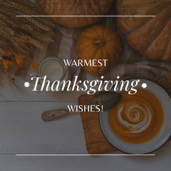 Awesome Thanksgiving Day Wishes With Served Meal And Pumpkins