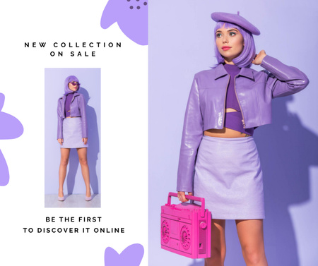 Fashion Collection Ad with Woman Facebook Design Template