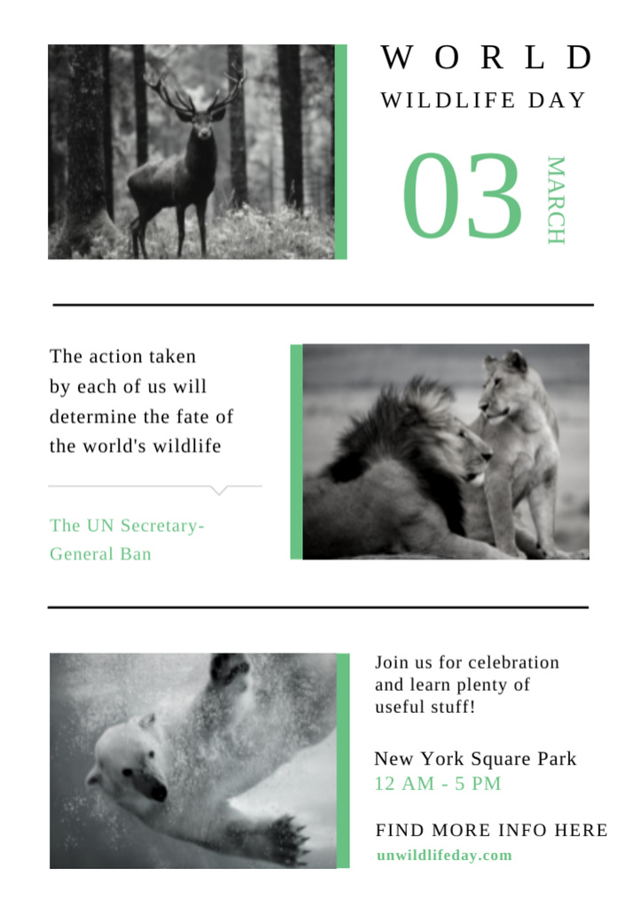 World Wildlife Day Animals in Natural Habitat Flyer A5 Design Template