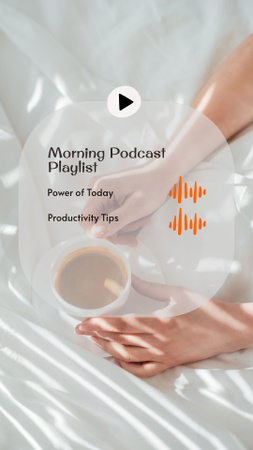 Designvorlage Podcast Promotion with Coffee on Bed für Instagram Story
