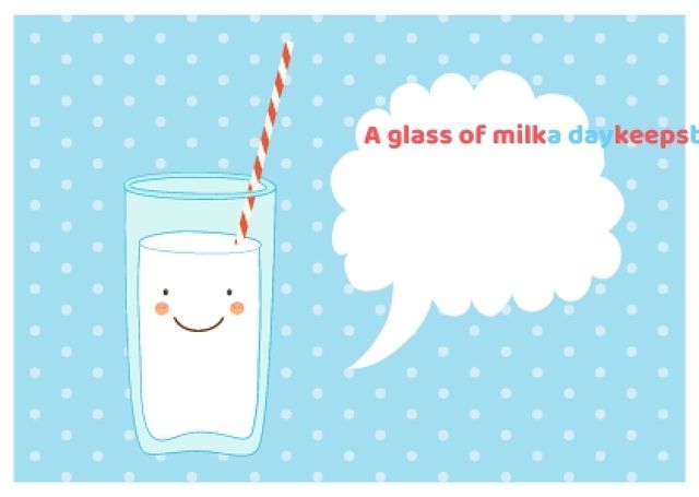 Smiling Glass of milk Postcardデザインテンプレート