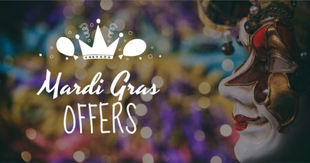 Mardi Gras Offers with Crown Facebook AD Design Template