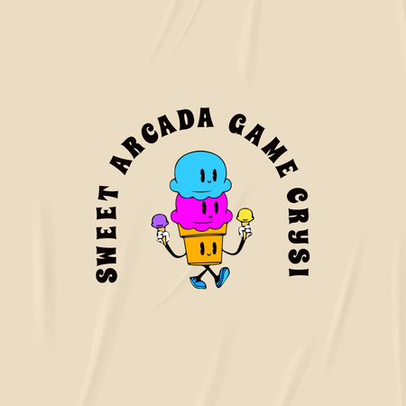 emblema do jogo com personagens engraçados Logo Modelo de Design