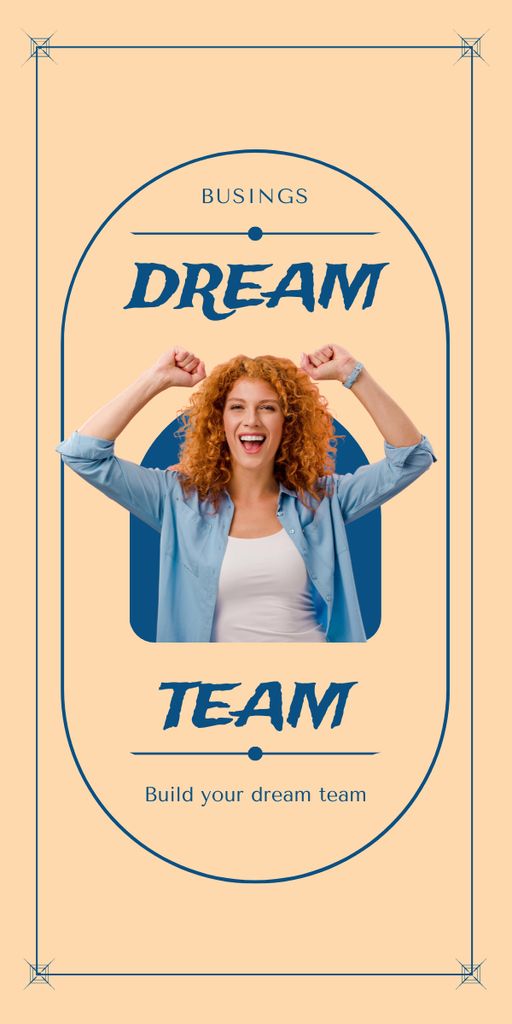 Plantilla de diseño de Dream Team Search ad with Red-haired Young Woman Graphic 