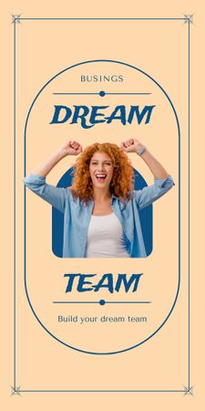 Dream Team Search ad with Red-haired Young Woman Graphicデザインテンプレート