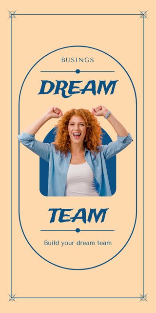 Dream Team Search ad with Red-haired Young Woman Graphicデザインテンプレート