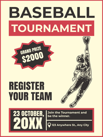 Basketball Tournament Announcement with Soccer Player Poster US Design Template