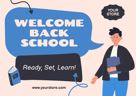 Congratulations on Back to School on Blue Card Design Template