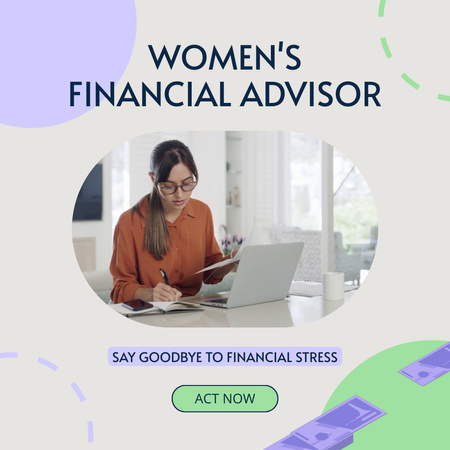 Ontwerpsjabloon van Animated Post van Promotie voor financiële adviseurs voor vrouwen