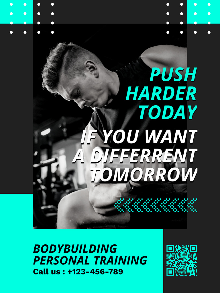 Bodybuilding Personal Training Offer Poster US Tasarım Şablonu