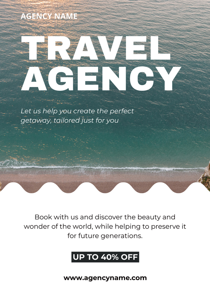 Travel Agency's Ad with Image of the Beach Poster tervezősablon