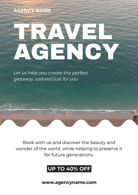 Travel Agency's Ad with Image of the Beach Poster Πρότυπο σχεδίασης