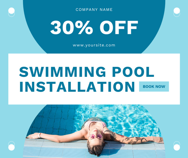 Offers Discounts for Pool Construction Services Facebook Design Template