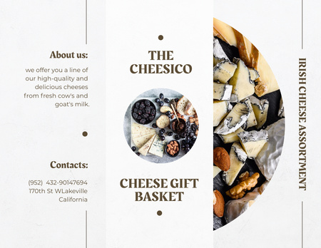 Plantilla de diseño de Selling Gift Basket of Delicious Cheeses and Nuts Brochure 8.5x11in 