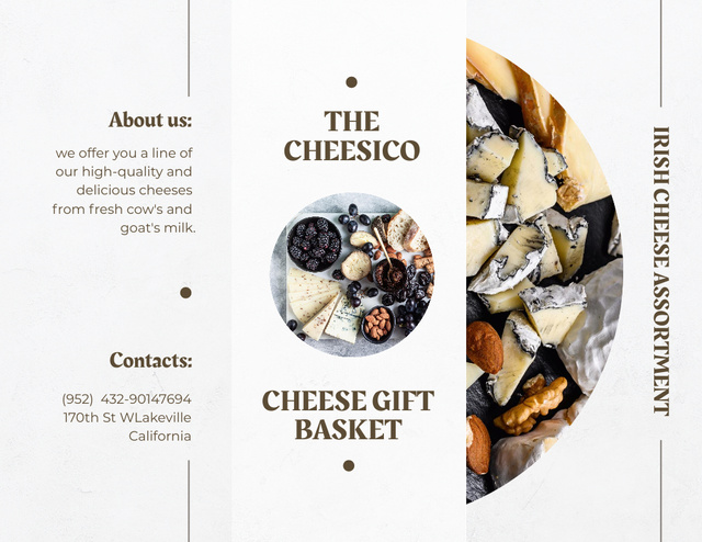 Ontwerpsjabloon van Brochure 8.5x11in van Selling Gift Basket of Delicious Cheeses and Nuts