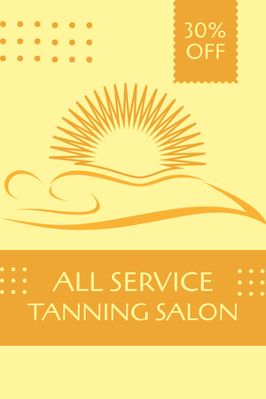 Tanning Salon Services Ad with Sun Illustration Pinterest Design Template