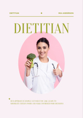 Dietitian Services Offer with Female Doctor Holding Broccoli
