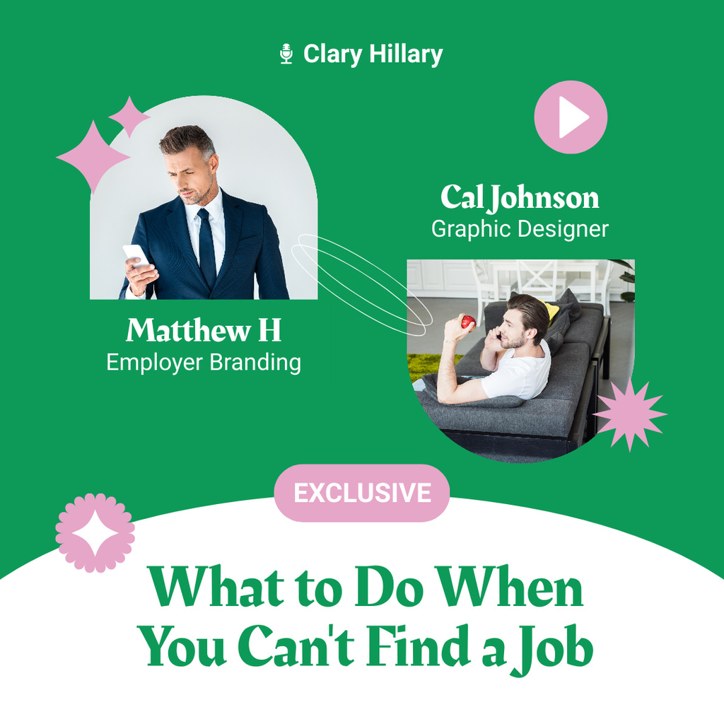 Modèle de visuel Graphic Designer Podcast with Job Search Tips - Instagram