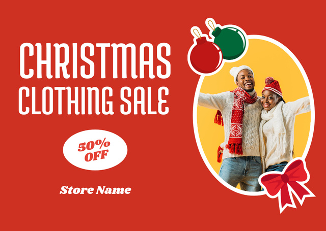 Ontwerpsjabloon van Flyer A6 Horizontal van Christmas Clothing Sale Announcement