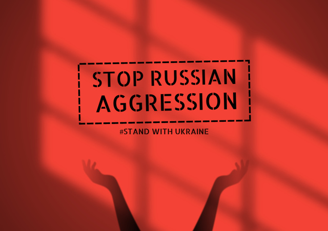 Ontwerpsjabloon van Flyer A5 Horizontal van Stop Russian Aggression in Ukraine in Frame