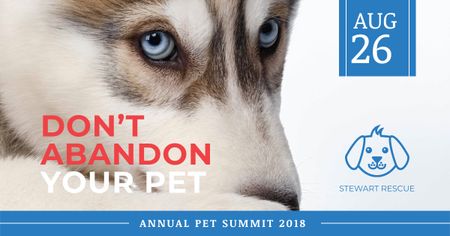 Citation about Pet with Сute Husky Dog Facebook AD Design Template