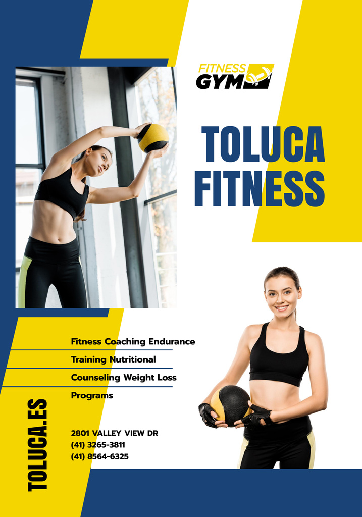 Top Gym Promotion With Equipment And Coaches Poster 28x40in Tasarım Şablonu