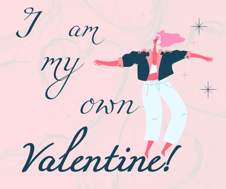 Pink Optimistic Phrase on Valentine's Day Facebook Tasarım Şablonu