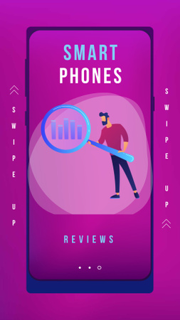 Man with magnifying glass on Phone screen Instagram Story Design Template