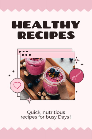 Healthy And Delicious Desserts Cooking With Social Media Pinterest Design Template