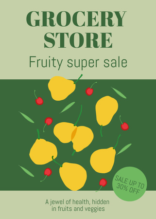 Illustrated Healthy Fruits Sale Offer Flayer Design Template