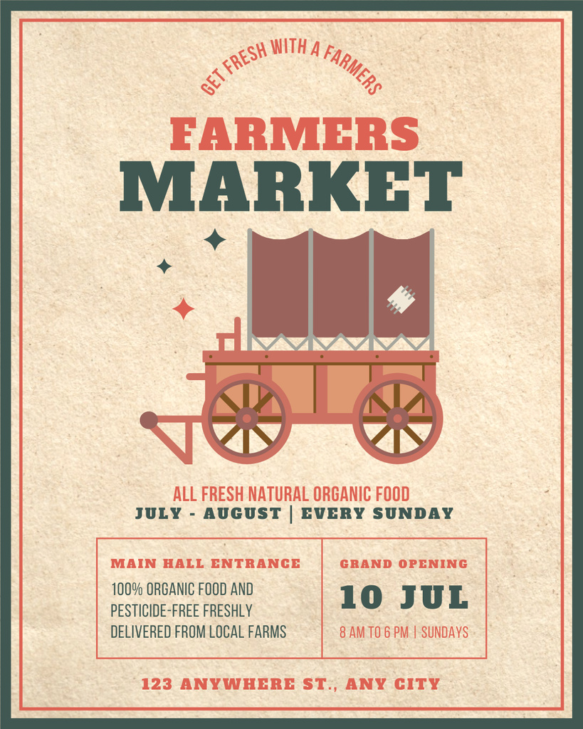 Farmer's Market Ad in Vintage Style Instagram Post Vertical Πρότυπο σχεδίασης
